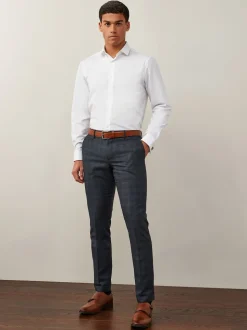 Blanc - Ajustement régulier - Chemise intelligente à double poignet facile d’entretien