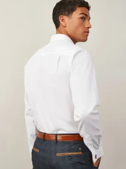 Blanc - Ajustement régulier - Chemise intelligente à double poignet facile d’entretien