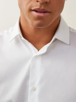 Blanc - Ajustement régulier - Chemise intelligente à double poignet facile d’entretien