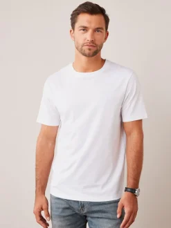 Blanc - Ajustement régulier - T-shirt Essential Col rond en coton