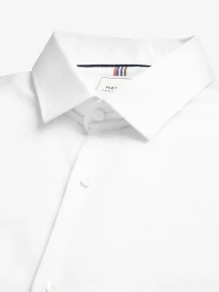 Blanc - Ajustement régulier - Chemise élégante texturée facile d’entretien à poignets simples