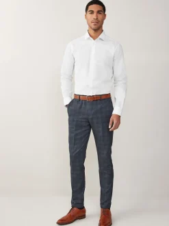 Blanc - Ajustement régulier - Chemises intelligentes faciles d’entretien à poignets simples