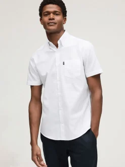 Blanc - Ajustement régulier - Chemise Oxford à manches courtes Easy Iron Button Down