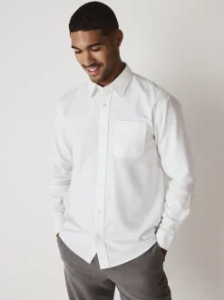 Blanc - Ajustement régulier - Chemise Oxford à manches longues