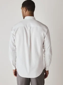 Blanc - Ajustement régulier - Chemise Oxford à manches longues