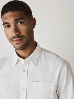 Blanc - Ajustement régulier - Chemise Oxford à manches longues