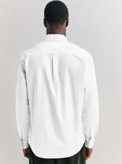 Blanc - Ajustement régulier - Chemise Oxford à manches longues