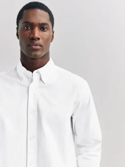 Blanc - Ajustement régulier - Chemise Oxford à manches longues
