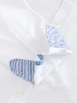 Blanc - Ajustement régulier - Chemise Oxford à manches longues