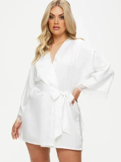 Blanc - Ann Summers Satin Robe de chambre Cherryann Peignoirs