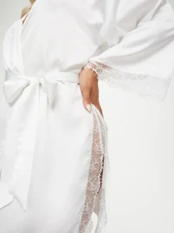 Blanc - Ann Summers Satin Robe de chambre Cherryann Peignoirs