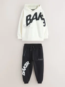 Blanc - Baker by Ted Baker ensemble sweat à capuche et jogging graphique oversize