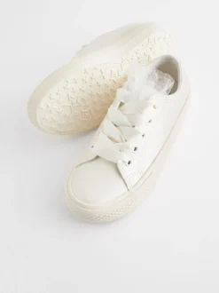 Blanc - Baskets à lacets Occasion en tulle