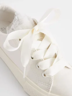 Blanc - Baskets à lacets Occasion en tulle