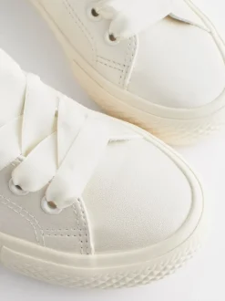 Blanc - Baskets à lacets Occasion en tulle