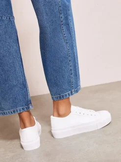 Blanc - Baskets basses décontractées Friends Like These en toile Flatform à lacets