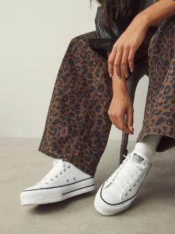Blanc - Baskets Converse Platform Lift Chuck Ox en cuir