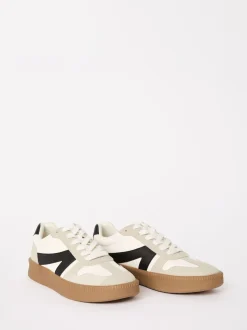 Blanc - Baskets de sport Friends Like These à lacets rétro à semelle en gomme