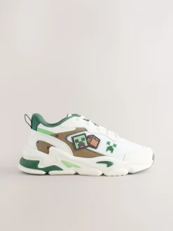 Blanc - Baskets Minecraft à lacets élastiques