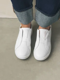 Blanc - Baskets Signature sans lacets en cuir haut de gamme