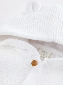 Blanc - Bébé à capuche en tricot Cardigan