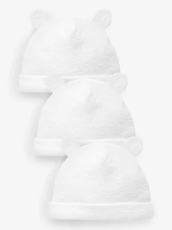 Blanc - Beanie Jersey Baby Hats 3 Pack (0-12mths)