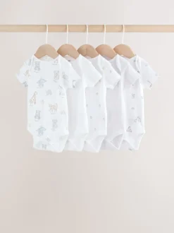 Blanc - Bodys pour bébés Manches courtes 5 Pack