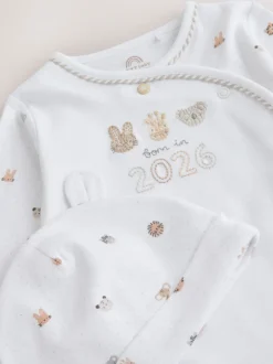 Blanc - Born in 2026 Bébé Combinaison de nuit & Chapeaux (0-9mois)