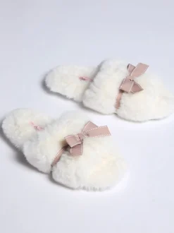 Blanc - Boux Avenue Chaussons curseurs en peluche avec nœud