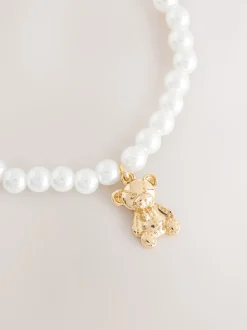 Blanc - Bracelet en peluche extensible effet perle