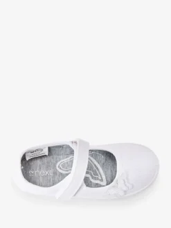 Blanc - Butterfly Embroidered School Plimsoll Chaussures