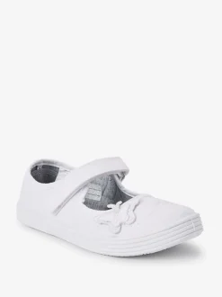 Blanc - Butterfly Embroidered School Plimsoll Chaussures