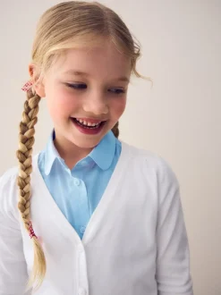 Blanc - Cardigan à col en V Cotton Rich School (3-16ans)