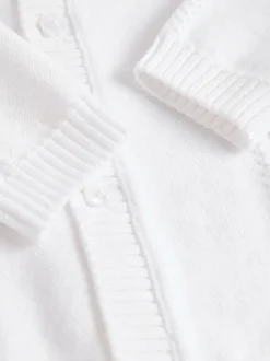 Blanc - Cardigan bébé en maille torsadée
