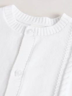 Blanc - Cardigan bébé en maille torsadée