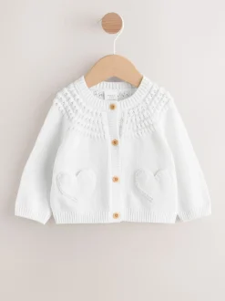 Blanc - Cardigan boutonné avec poche cœur bébé (0mois-2ans)