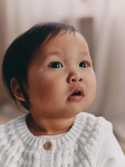 Blanc - Cardigan boutonné avec poche cœur bébé (0mois-2ans)