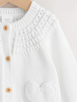 Blanc - Cardigan boutonné avec poche cœur bébé (0mois-2ans)