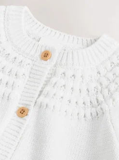 Blanc - Cardigan boutonné avec poche cœur bébé (0mois-2ans)