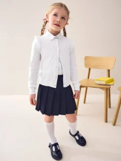 Blanc - Cardigan d'école à épaules volantées en coton riche (3-16ans)