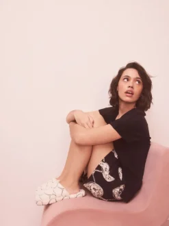 Blanc - Chaussons mules Borg Cœur