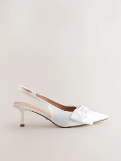 Blanc - Chaussures à talons Mariage Forever Comfort® en Satin à Nœud et bout pointu