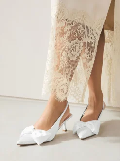 Blanc - Chaussures à talons Mariage Forever Comfort® en Satin à Nœud et bout pointu