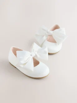 Blanc - Chaussures Mary Jane pour occasions en satin à fleurs avec nœud