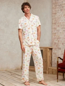 Blanc - Chelsea Peers Pyjama long imprimé dinosaure