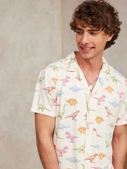 Blanc - Chelsea Peers Pyjama long imprimé dinosaure