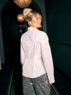 Blanc - Chemise ajustée à taille cintrée