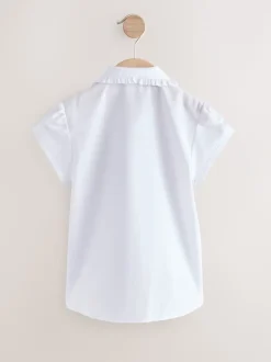 Blanc - Chemise d’école à manches courtes et col à volants (3-15ans)