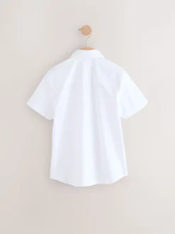 Blanc - Chemise d’école élégante unie à manches courtes (3-16ans)
