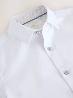 Blanc - Chemise d’école élégante unie à manches courtes (3-16ans)